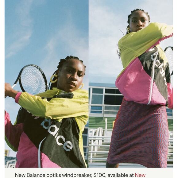RARE New Balance Womens S Neon Retro Sport Style Optiks Windbreaker Coco Gauff - Picture 2 of 12